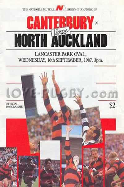 1987 Canterbury v North Auckland  Rugby Programme